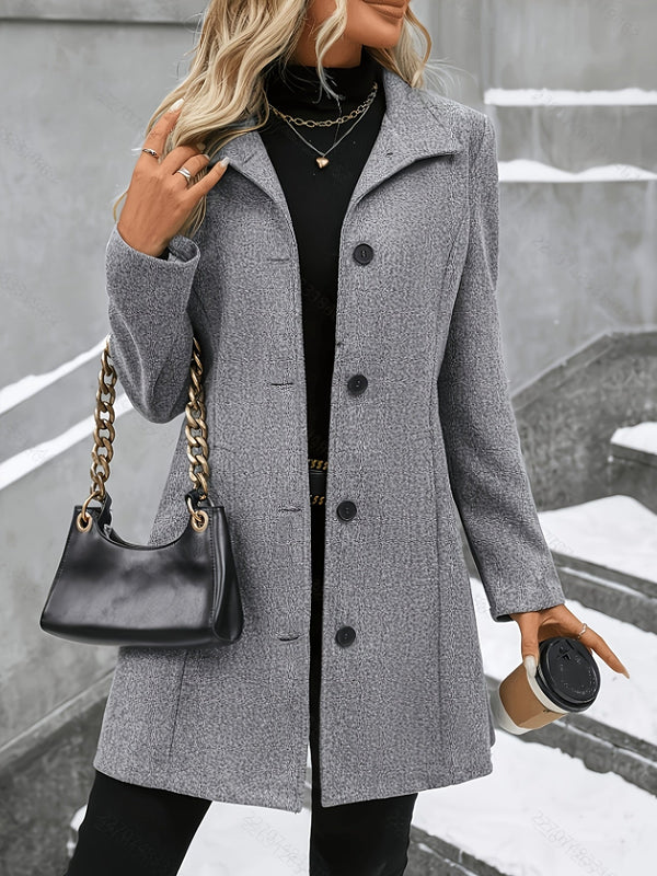Women's Wool Button Front Coat - Grey