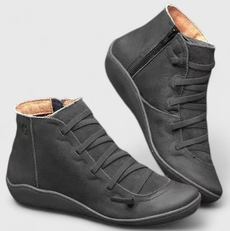 Women's Leather Lace Up Ankle Boots - Green