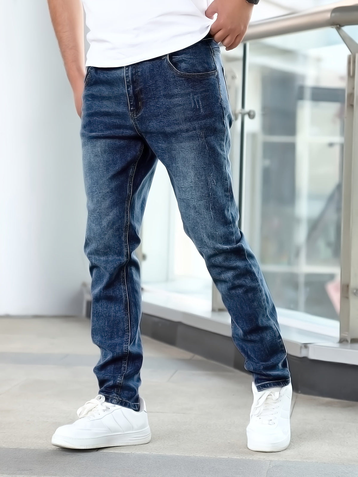 Men's Slim Fit Denim Jeans - Light Blue