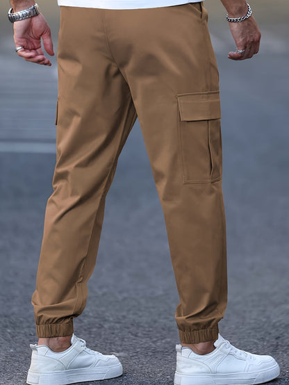 Men's Mid Waist Cargo Trousers - Grey