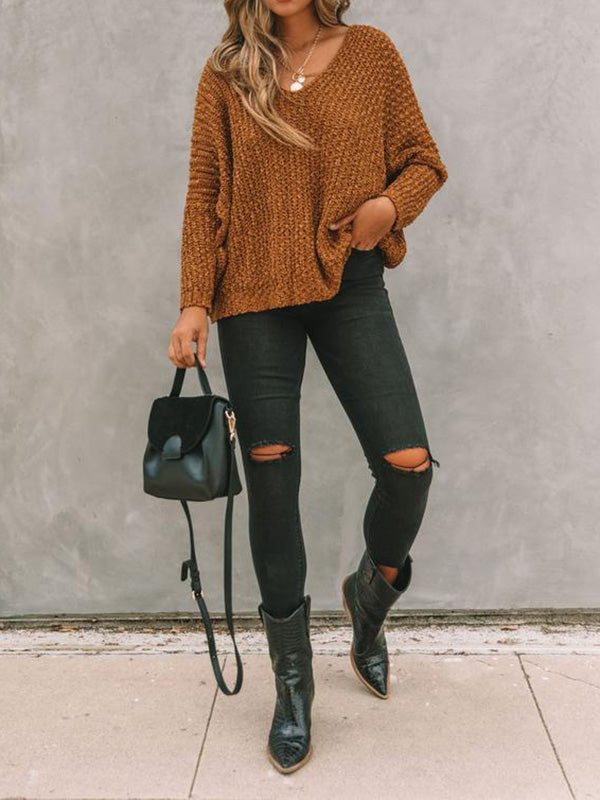 Women's Textured Knit Sweater - YELLOW