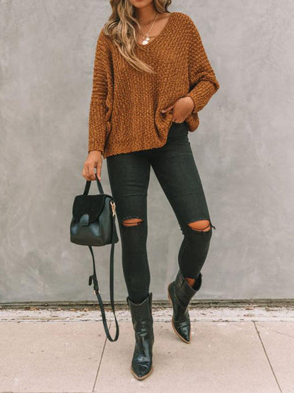 Women's Textured Knit Sweater - YELLOW