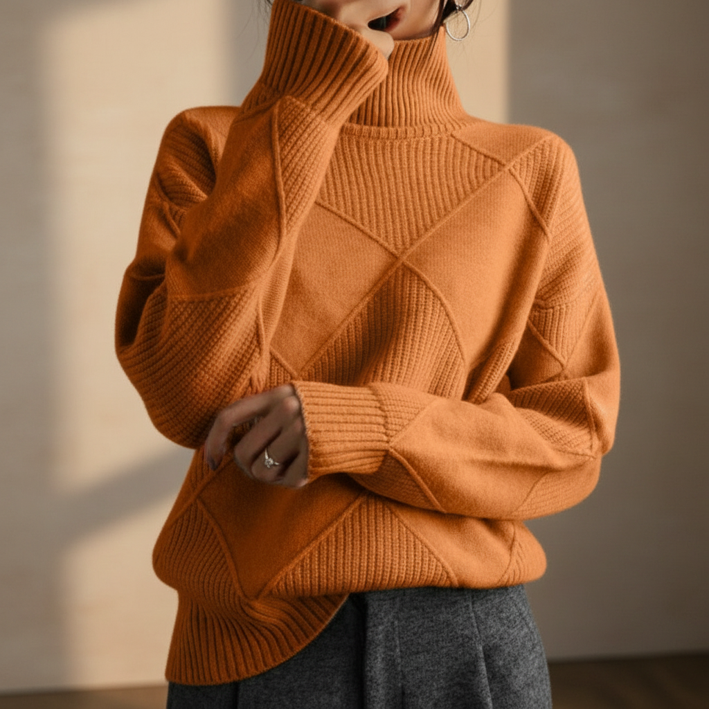 Women's Cozy Knit Sweater - Orange