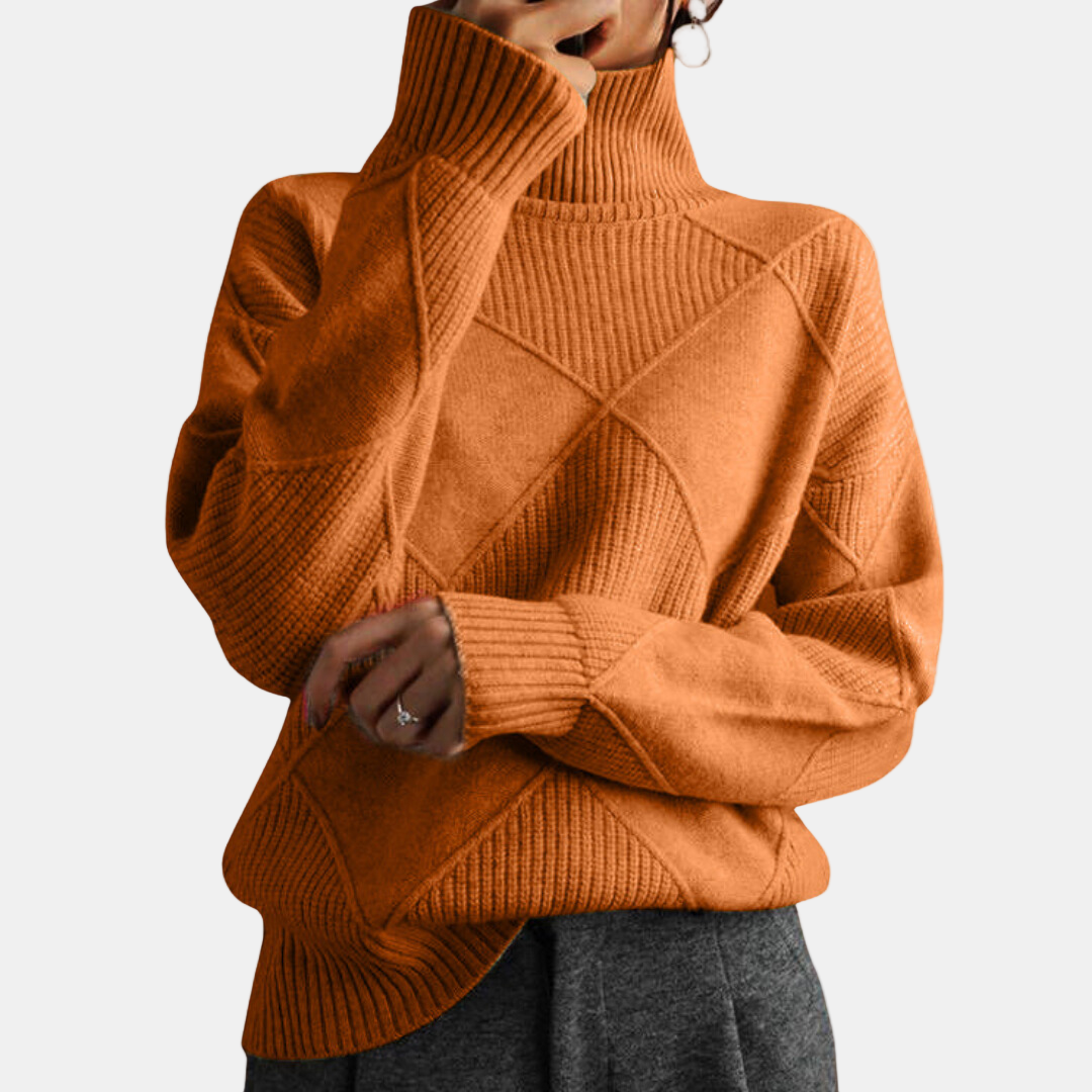 Women's Cozy Knit Sweater - Orange