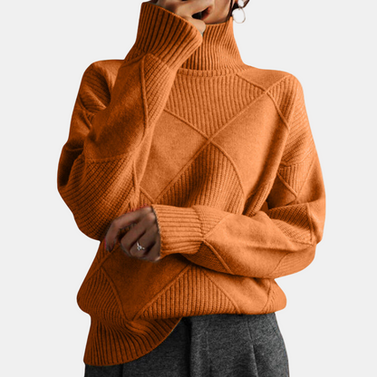 Women's Cozy Knit Sweater - Orange