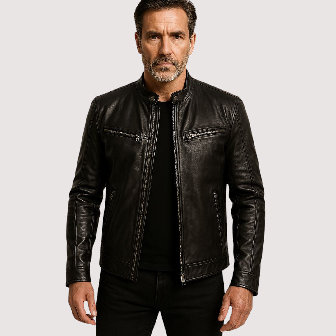 Men's Faux Leather Jacket - Black