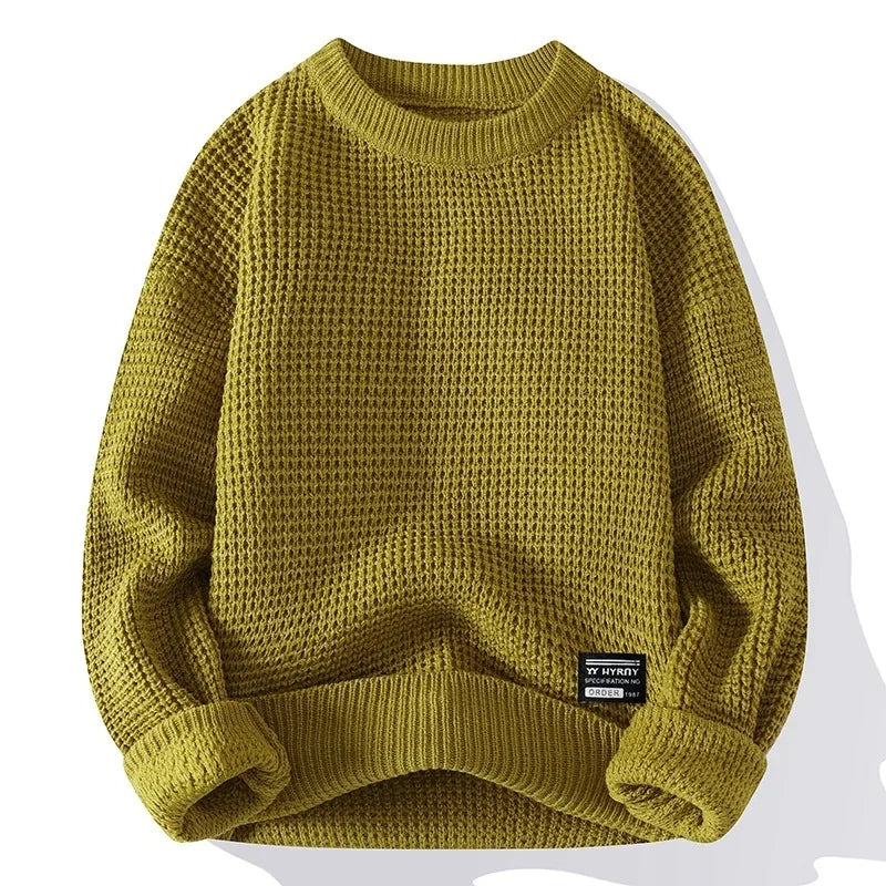 Men's Ribbed Knit Pullover - Olive Green