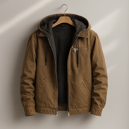 Men's Fleece Lined Denim Jacket - Brown