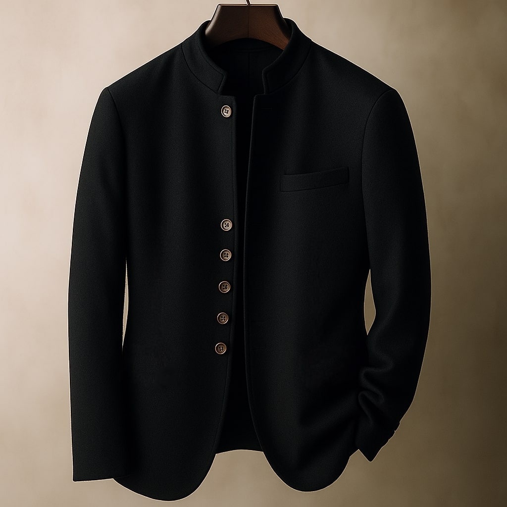 Men's Wool Stand Collar Jacket - Grey