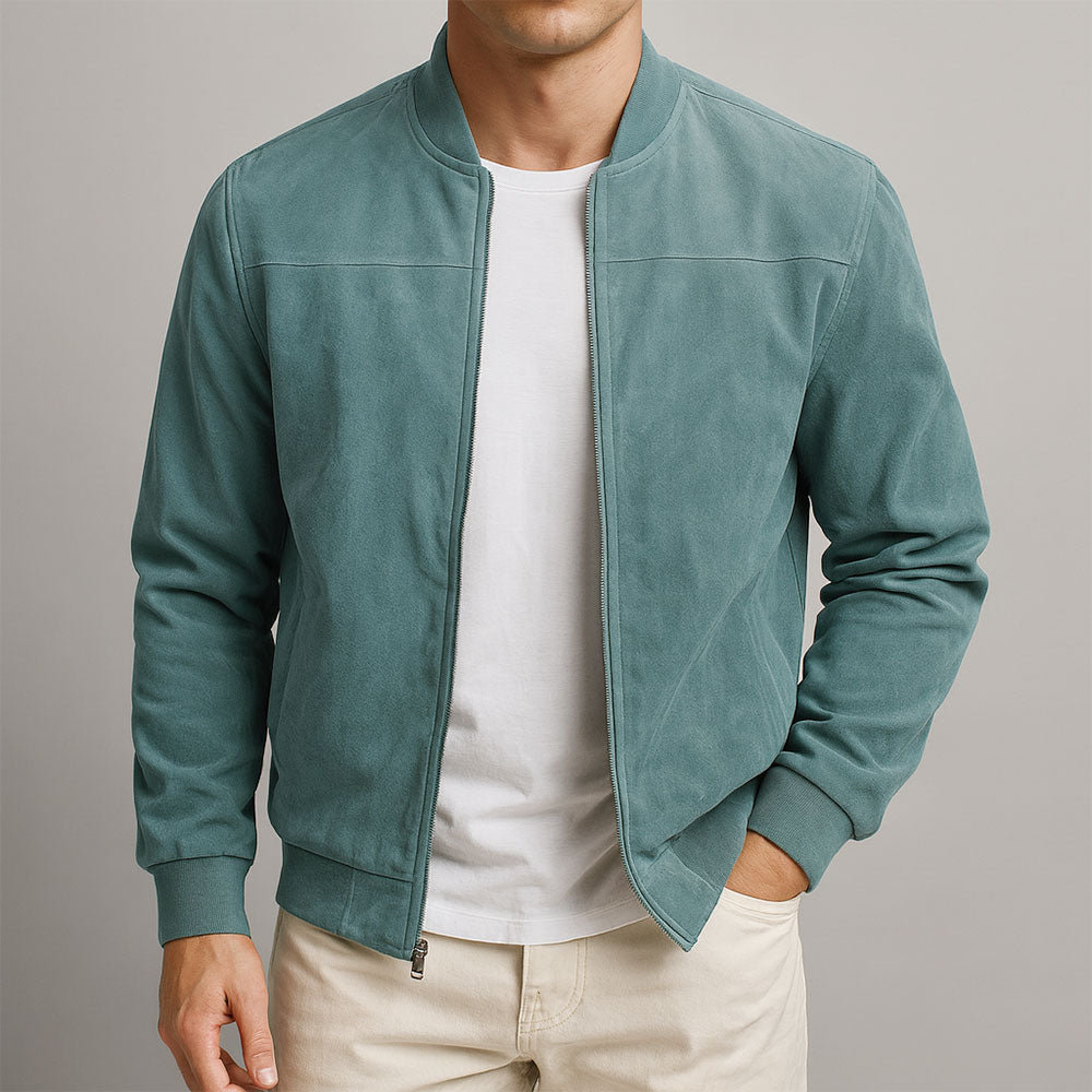 Men's Suede Trucker Jacket - Brown