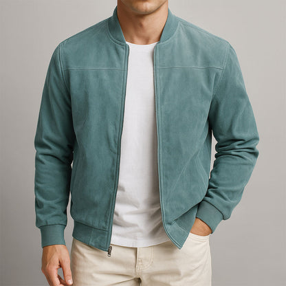 Men's Suede Trucker Jacket - Brown