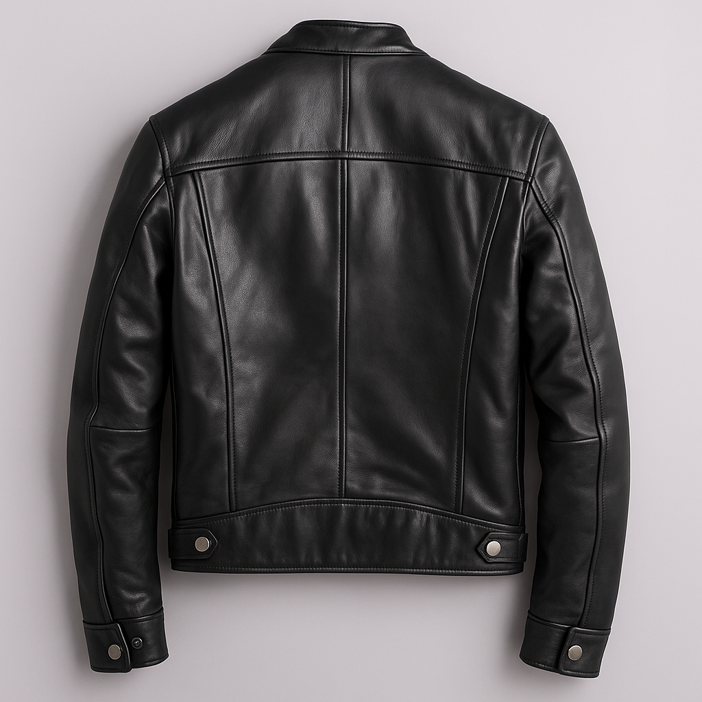 Men's Leather Biker Jacket - Green