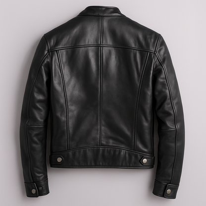 Men's Leather Biker Jacket - Green