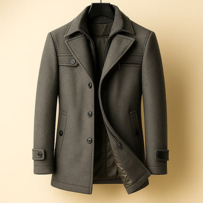 Men's Wool Long Overcoat - Light Brown