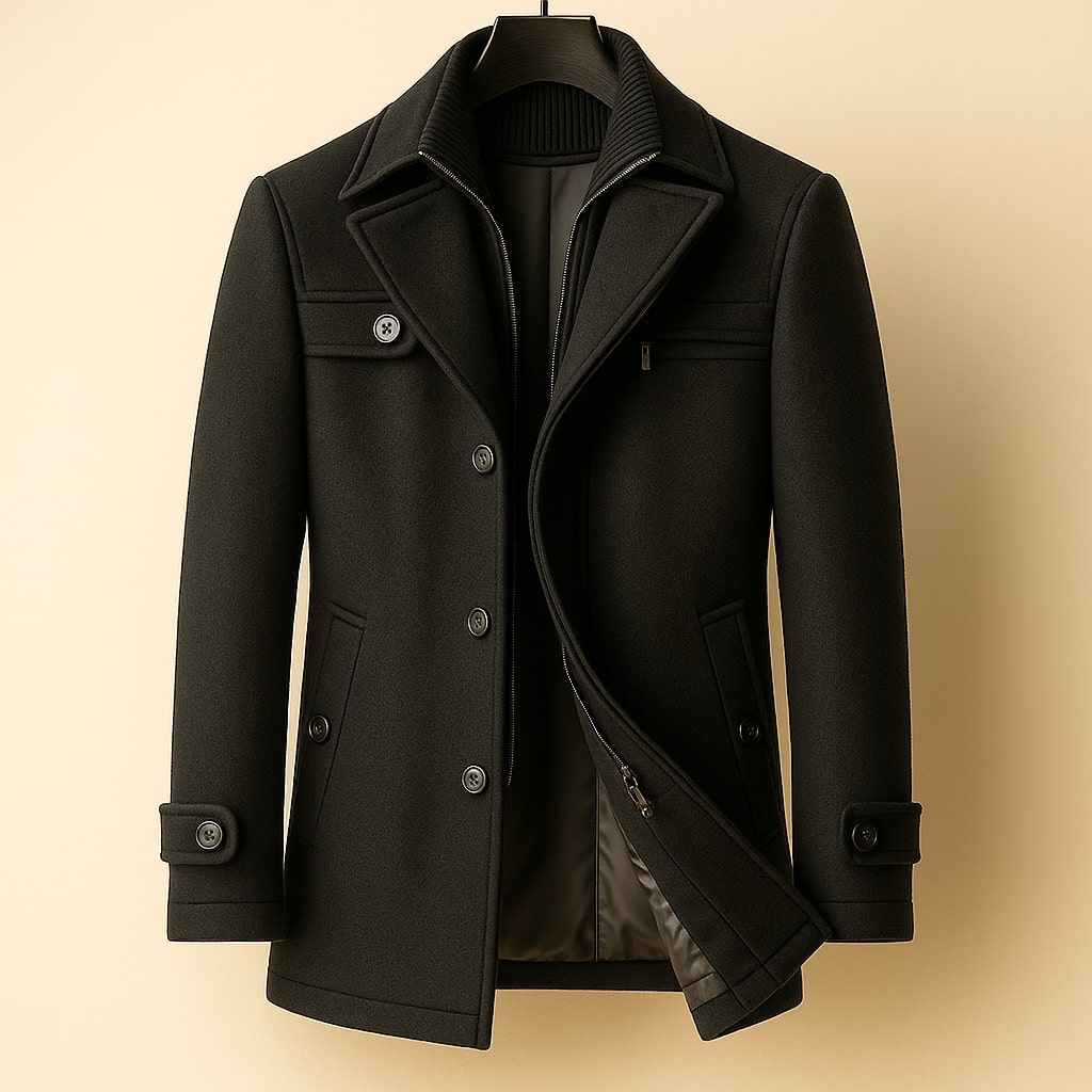 Men's Wool Long Overcoat - Light Brown