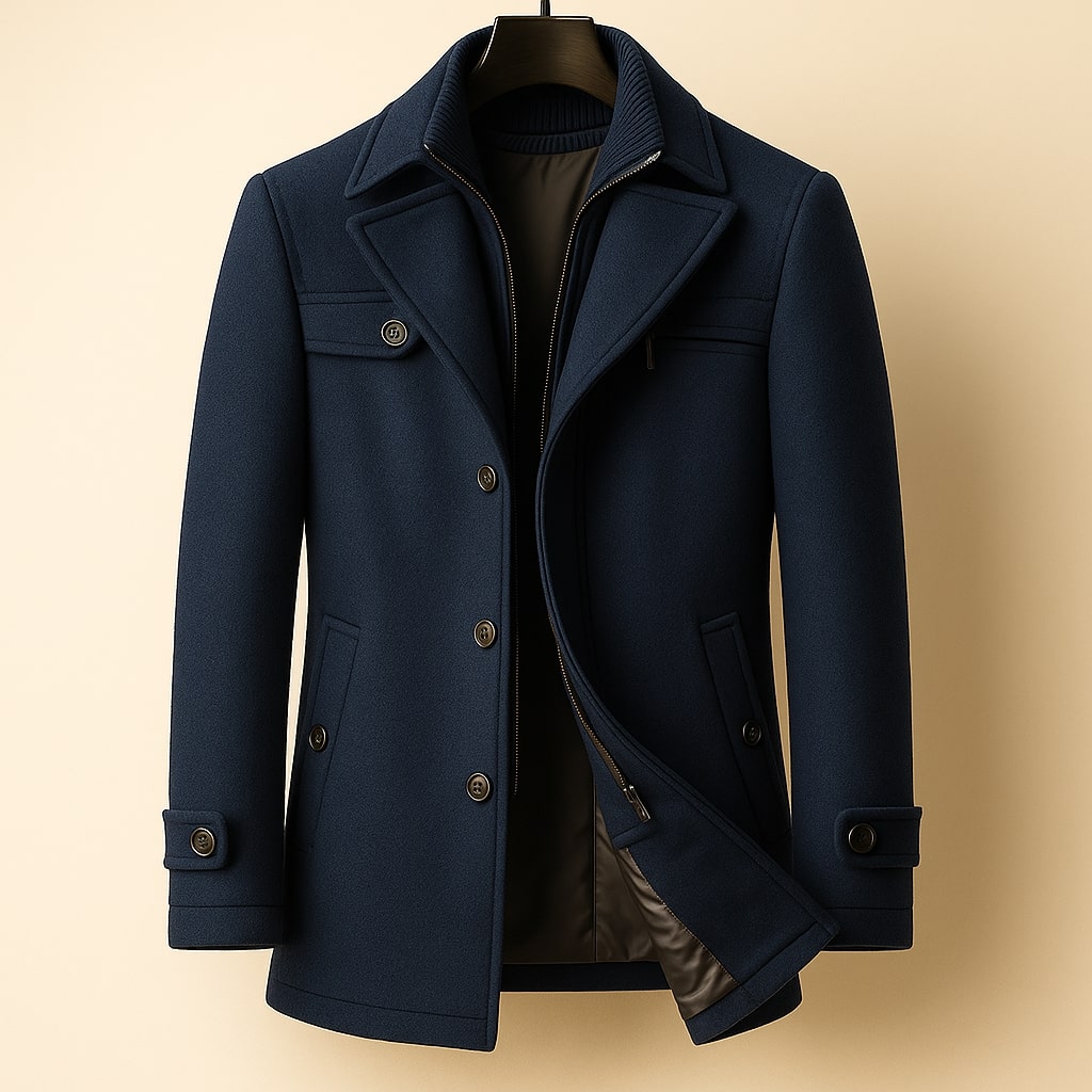 Men's Wool Long Overcoat - Light Brown