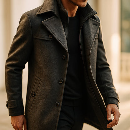 Men's Wool Long Overcoat - Light Brown