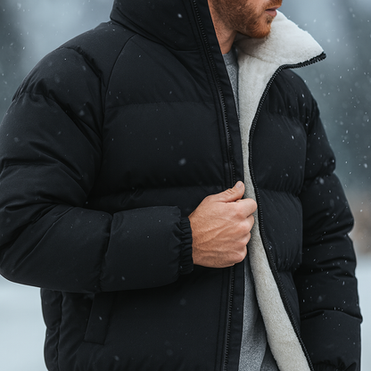 Men's Down Fleece Lined Jacket - Brown