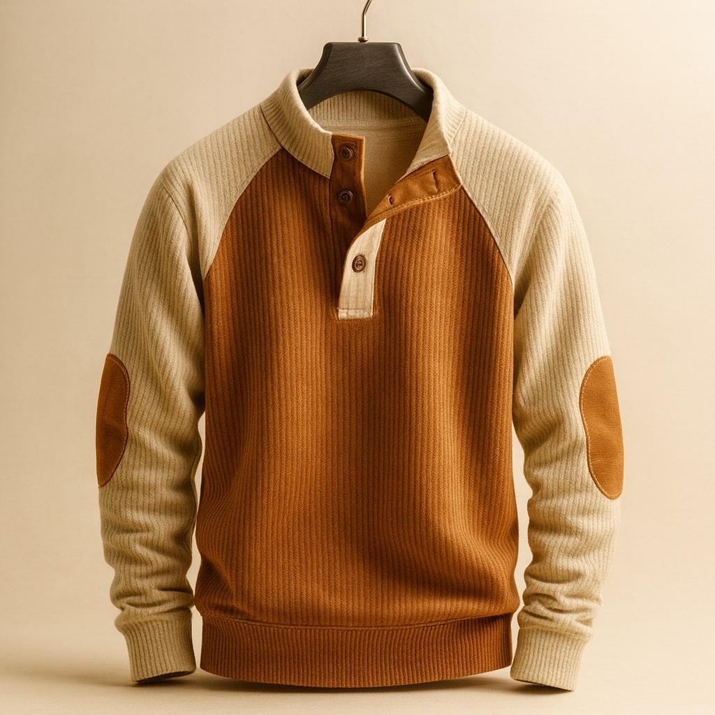 Men's Cable Knit Sweater - Brown
