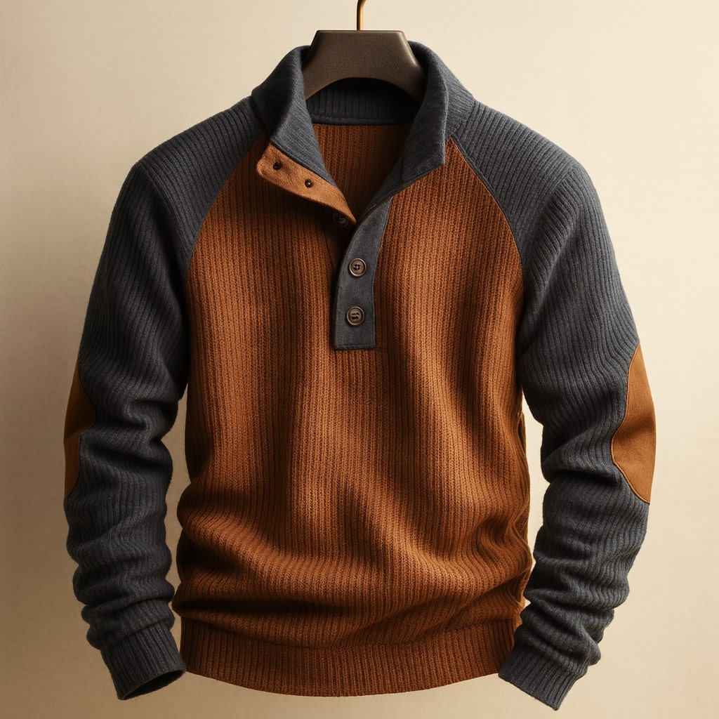 Men's Cable Knit Sweater - Brown
