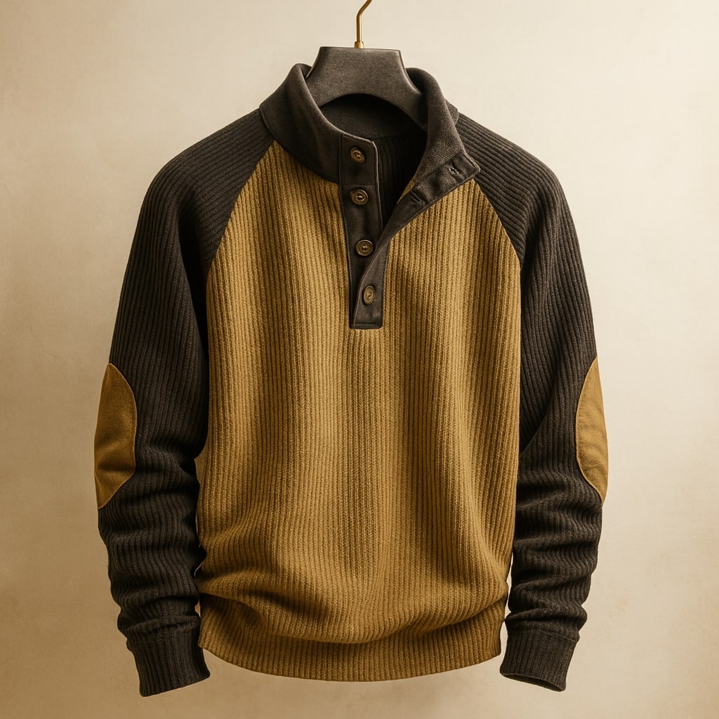 Men's Cable Knit Sweater - Brown