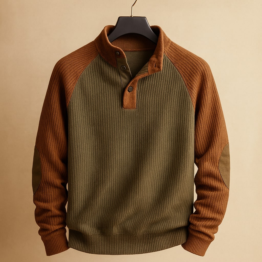 Men's Cable Knit Sweater - Brown