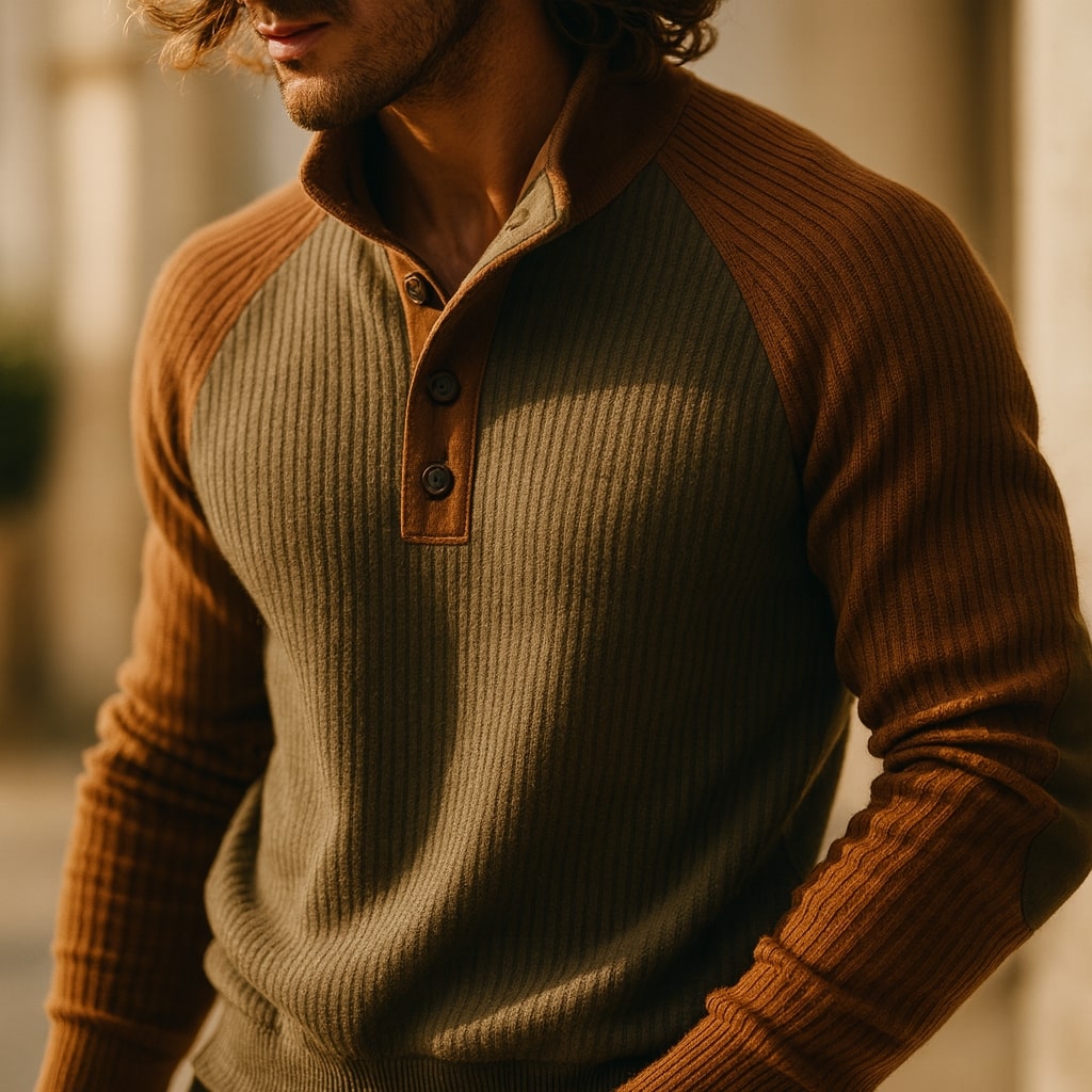 Men's Cable Knit Sweater - Blue Grey