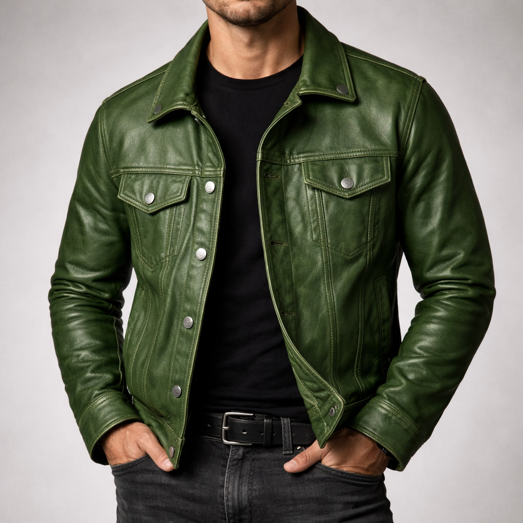 Men's Rider Biker Jacket - Green