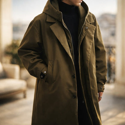 Men's Longline Overcoat - Green