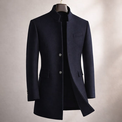 Men's High Collar Winter Coat - Red Wine