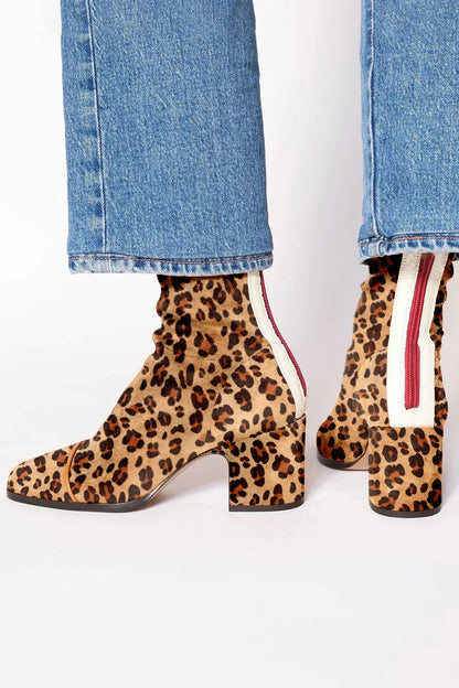 Women's Suede Knee High Block Heel Boots - Dark Brown