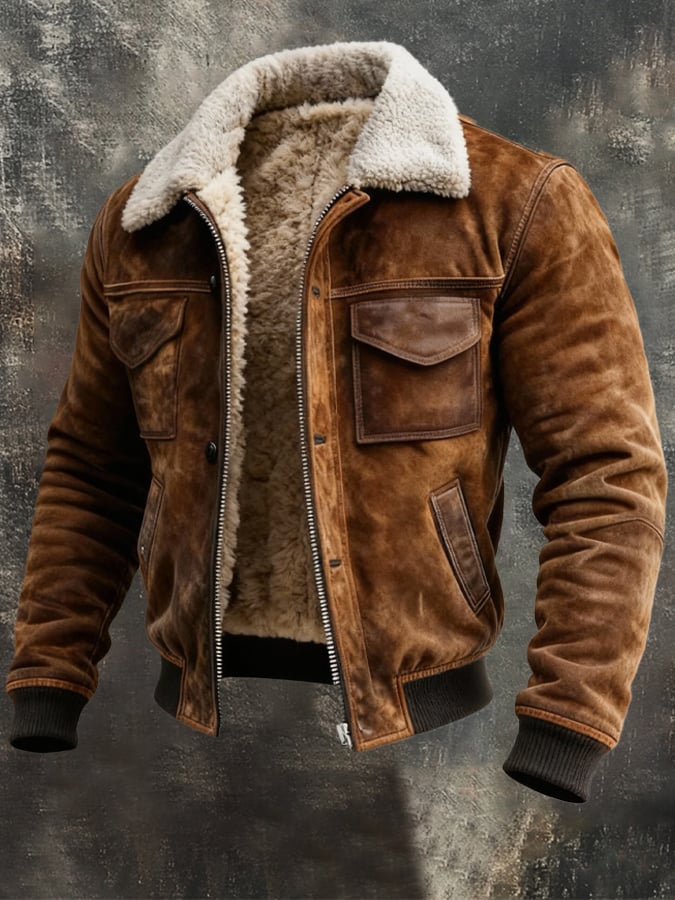 Men's Sherpa Lined Jacket - Brown