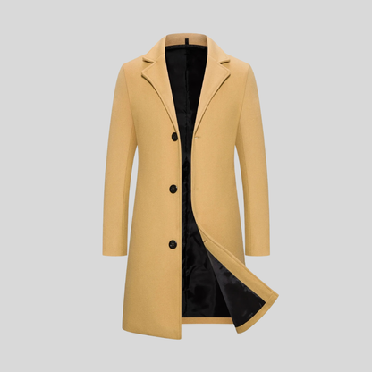 Men's Wool Longline Coat - Dark Grey
