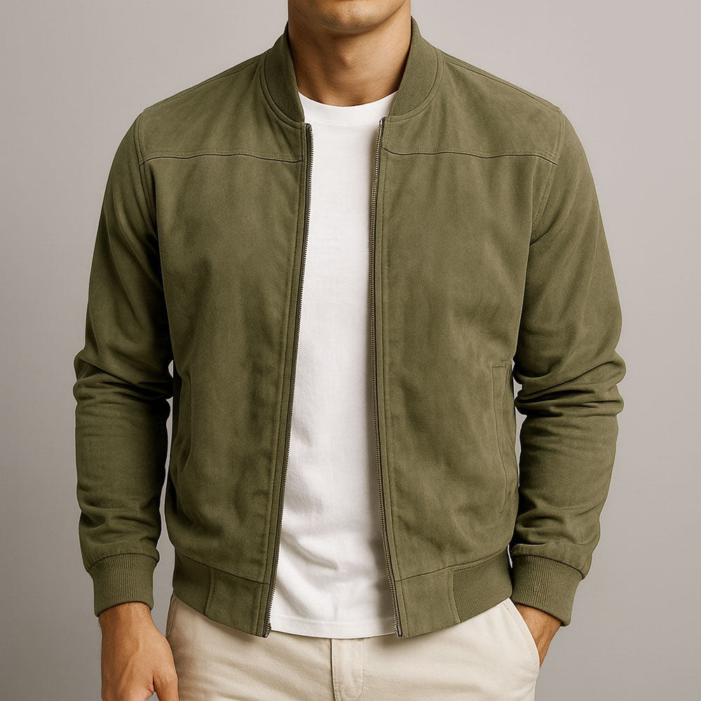 Men's Suede Trucker Jacket - Brown