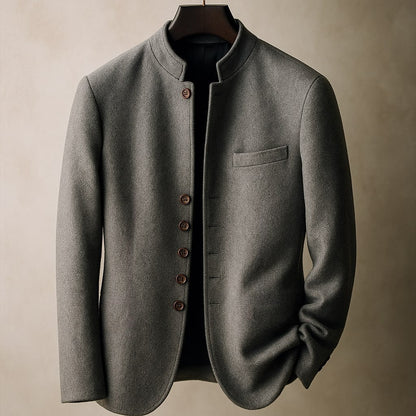 Men's Wool Stand Collar Jacket - Grey