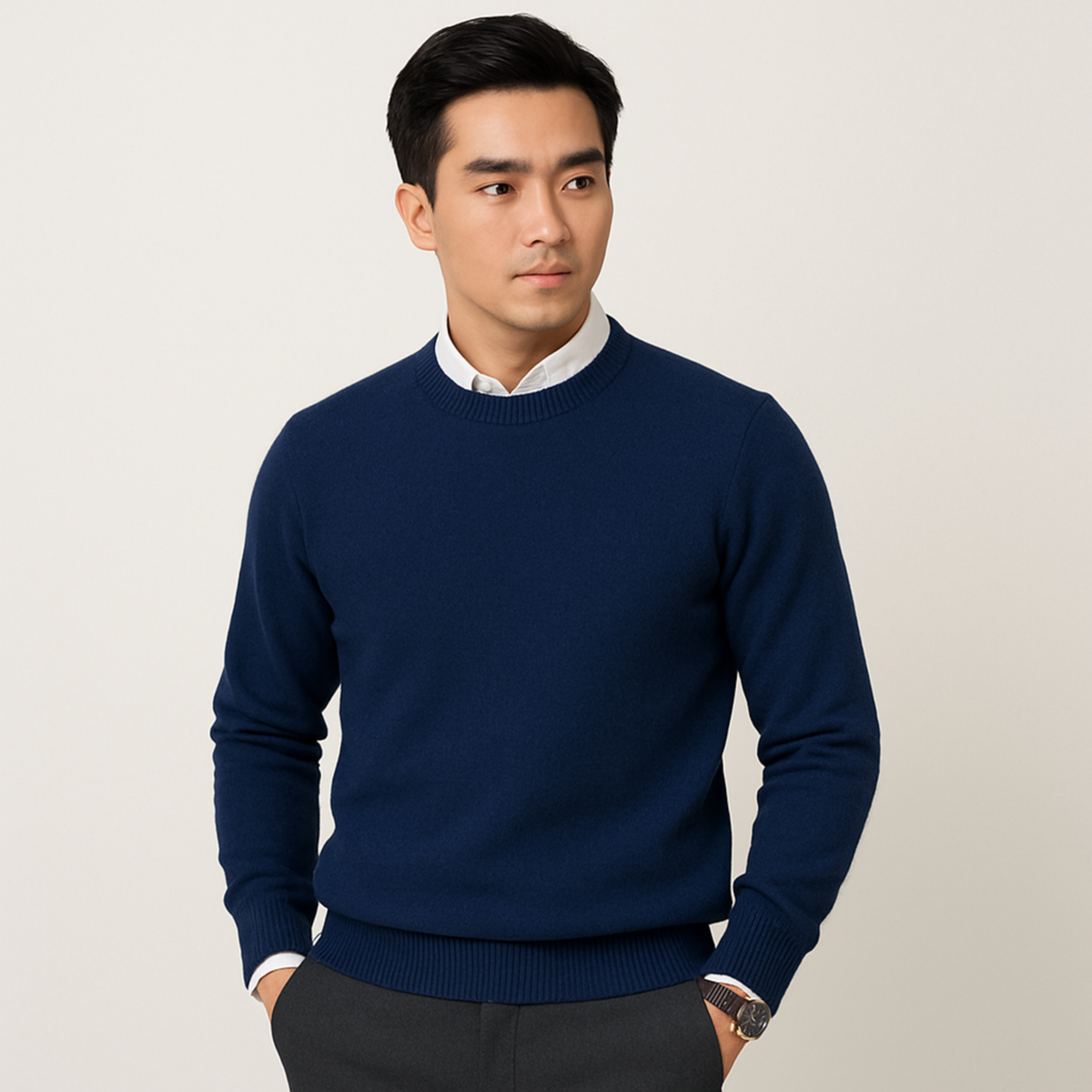 Men's Knit Sweater - Navy Blue