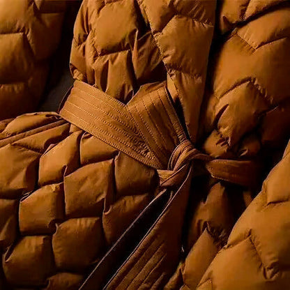 Women's Quilted Down Coat - Amber Orange