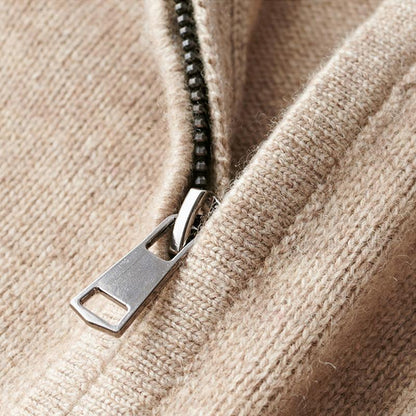 Men's Zip Up Knit Pullover - White