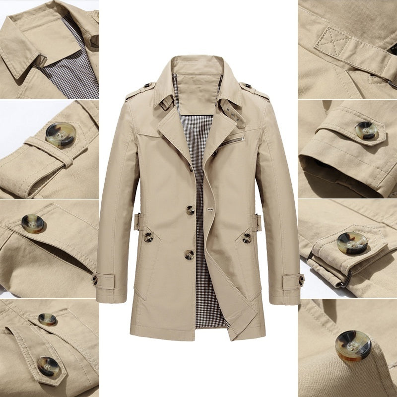 Men's Long Windbreaker Jacket - Beige
