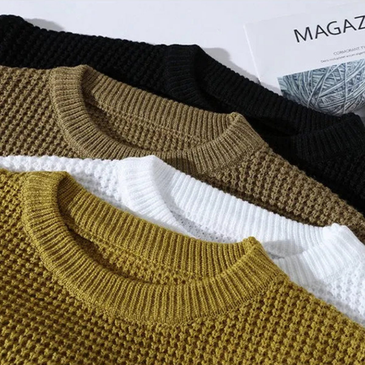 Men's Ribbed Knit Pullover - Army Green