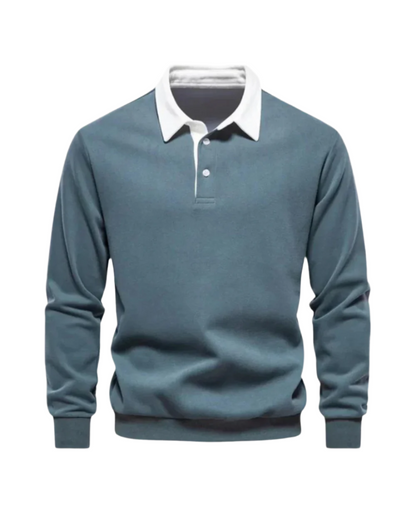 Men's Knit Polo Sweater - Navy Blue