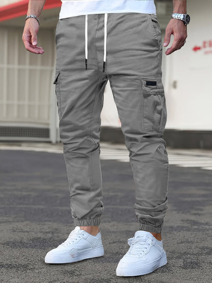 Men's Mid Waist Cargo Trousers - Brown