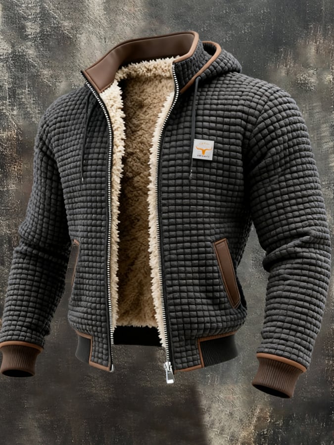 Men's Sherpa Lined Puffer Jacket - Grey