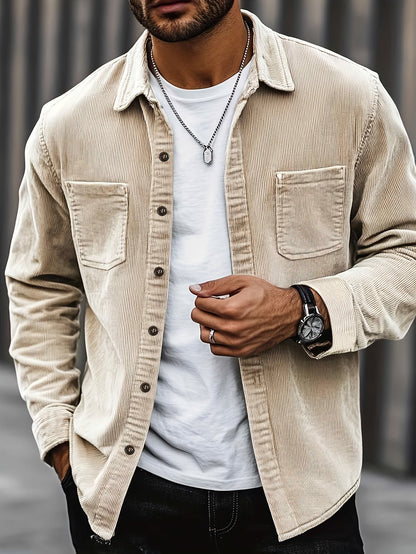 Men's Corduroy Overshirt Jacket - Beige