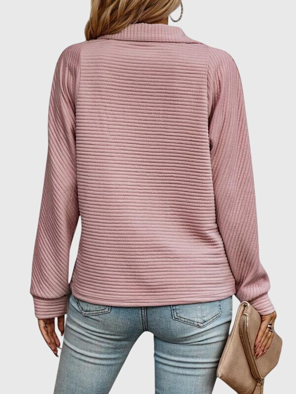 Women's Knit Half Zip Sweater - White