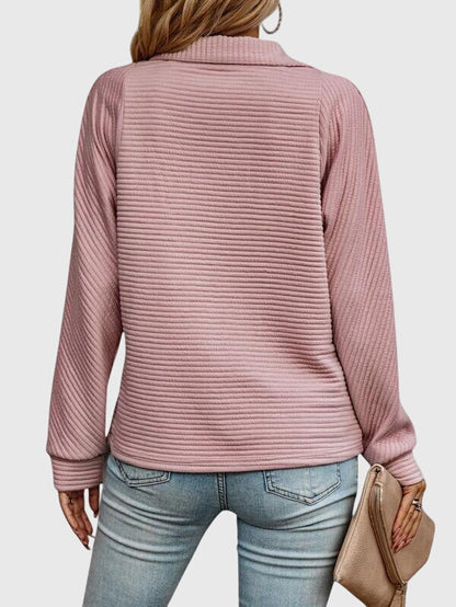 Women's Knit Half Zip Sweater - White