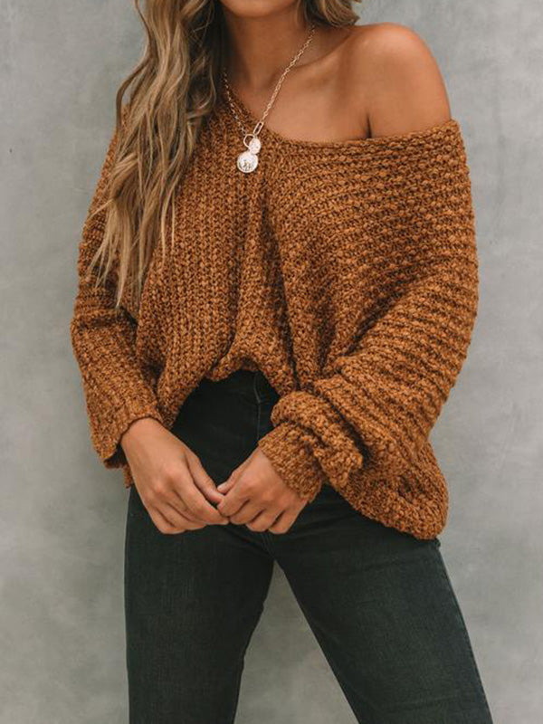 Women's Textured Knit Sweater - BROWN