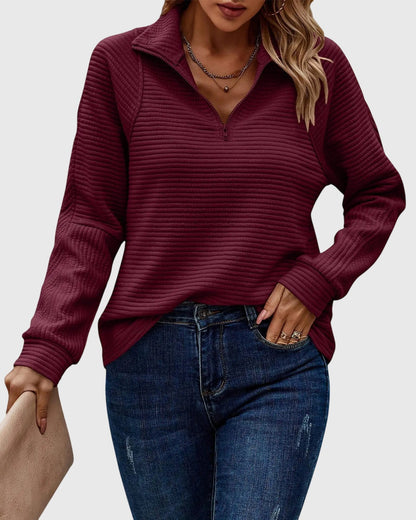 Women's Knit Half Zip Sweater - Pink
