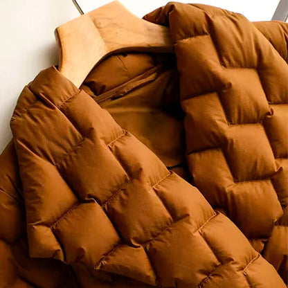Women's Quilted Down Coat - Amber Orange