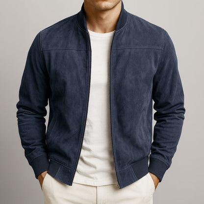 Men's Suede Trucker Jacket - Brown